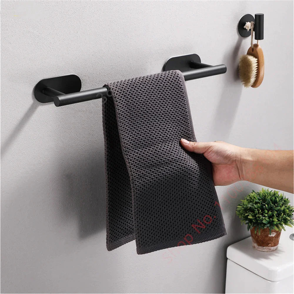 Toilet Towel Paper Holder Adhesive Black Silver Kitchen Roll Paper Stand Bathroom Accessories WC