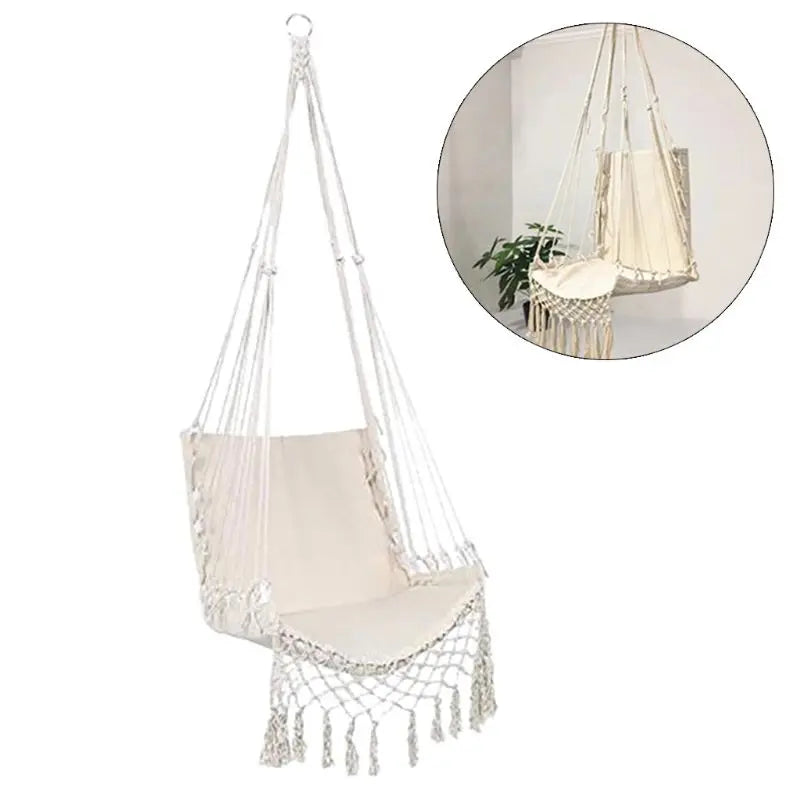 Garden Dormitory Bedroom Beige Knitted Rope Autumn Table Chair Home Decoration Hanging Chair